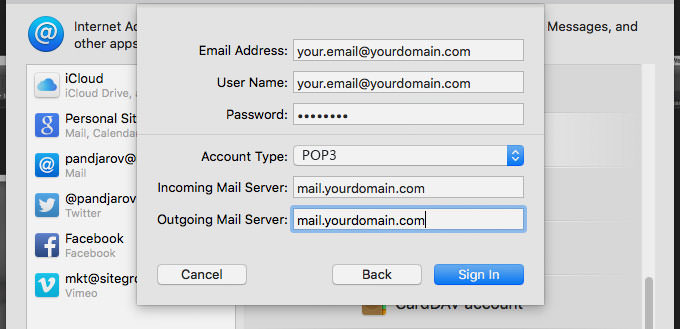 How to setup domain based emails in apple mail POP3 step 6