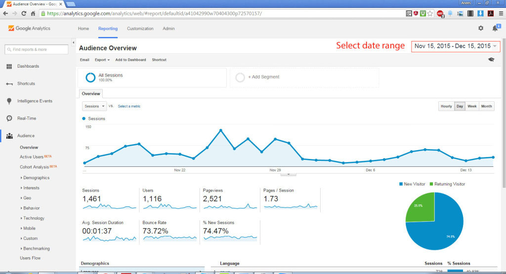 Google Analytics User Manual step 1