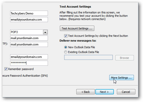 How to Setup Outlook 2010 (POP3) Step 7