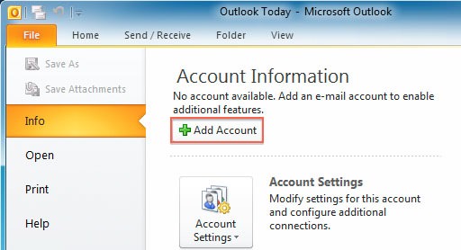 How to Setup Outlook 2010 step 1