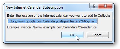 View your google calendar in your outlook step 5