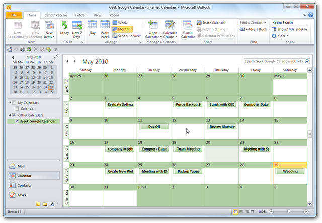 View your google calendar in your outlook step 8