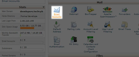 How to create email accounts using cPanel